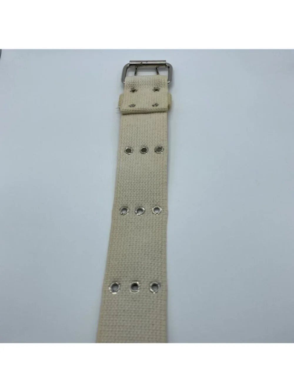 Unbranded Cream Woven Canvas Double Prong Belt Men’s Size 30-32